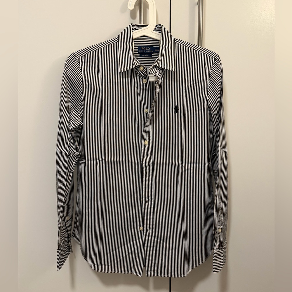 Ralph Lauren Men's Black & White Pinstripe Dress Shirt